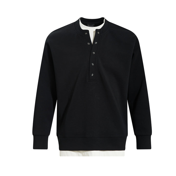 Henry collar undershirt fake two hoodies men