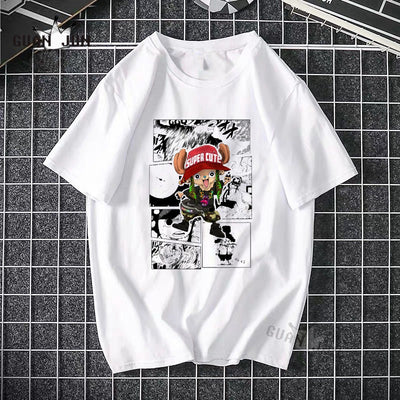 ONE PIECE Pirate King Luffy Fourth Grade Printed T-shirt Thin Top Short Sleeve Anime Tshirt