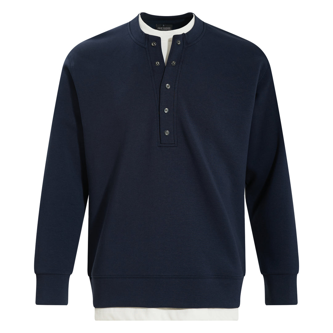 Henry collar undershirt fake two hoodies men