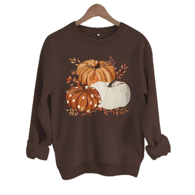 Three pumpkin patterned printed hoodies