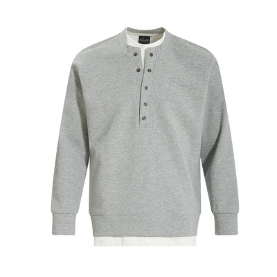 Henry collar undershirt fake two hoodies men