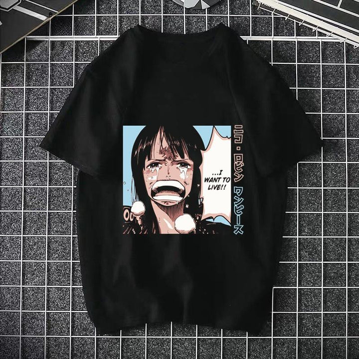 ONE PIECE Pirate King Luffy Fourth Grade Printed T-shirt Thin Top Short Sleeve Anime  Tshirt