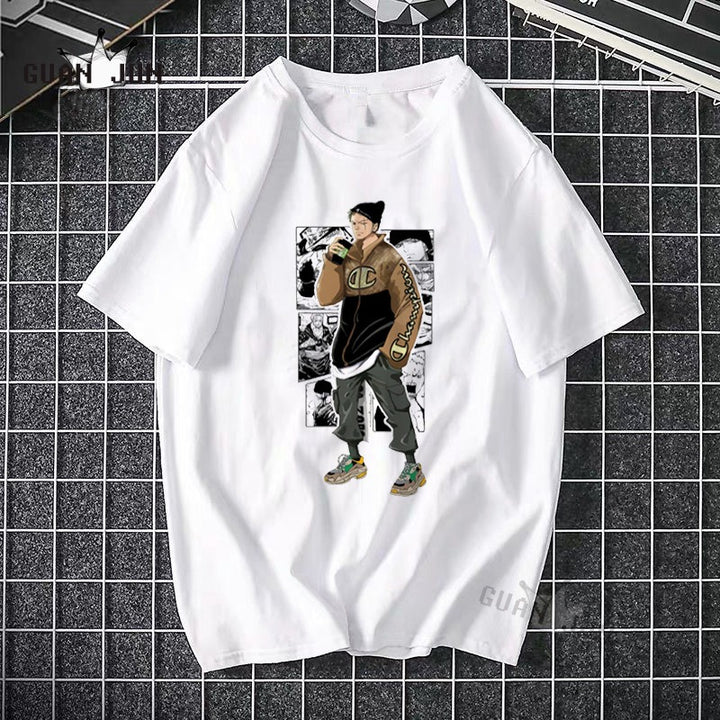 ONE PIECE Pirate King Luffy Fourth Grade Printed T-shirt Thin Top Short Sleeve Anime Tshirt