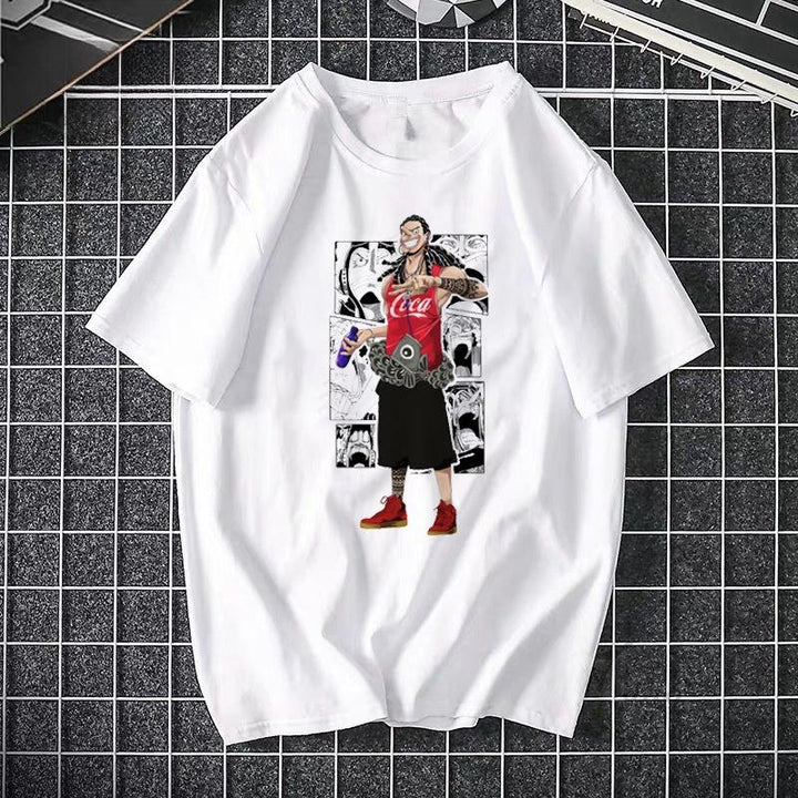 ONE PIECE Pirate King Luffy Fourth Grade Printed T-shirt Thin Top Short Sleeve Anime  Tshirt