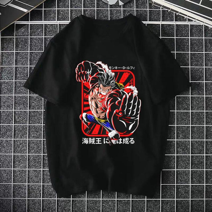 ONE PIECE Pirate King Luffy Fourth Grade Printed T-shirt Thin Top Short Sleeve Anime  Tshirt