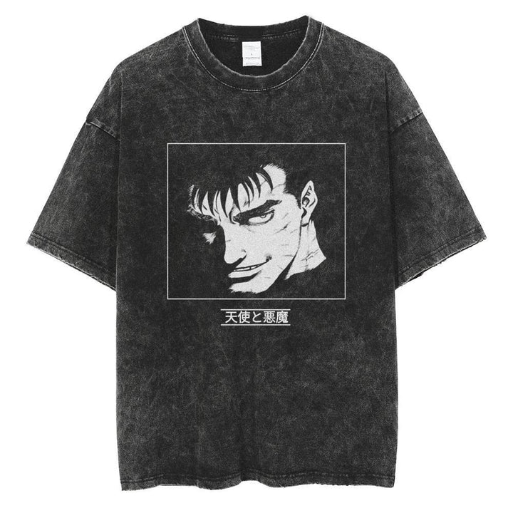 Men Hip Hop Streetwear Tshirt Washed Black