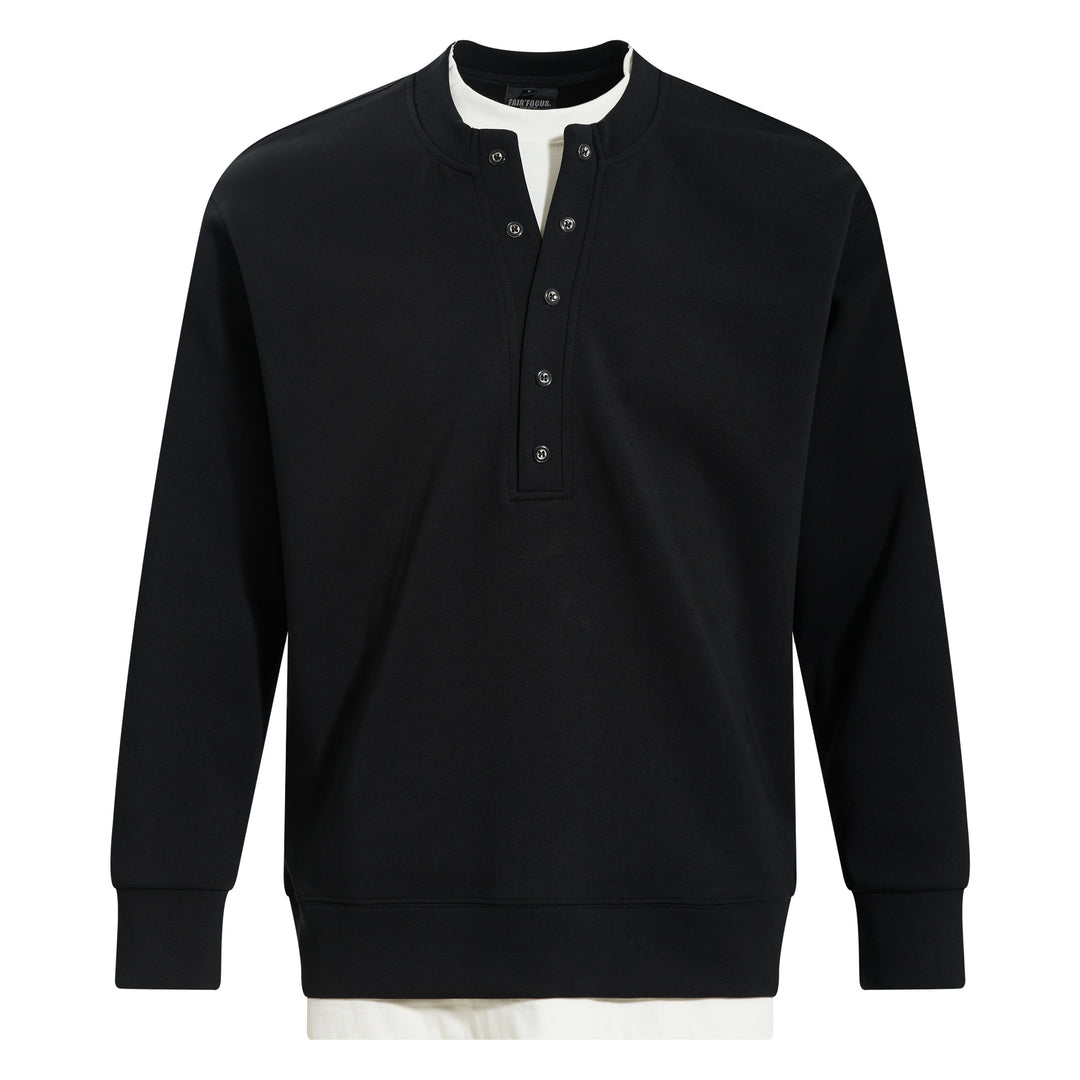 Henry collar undershirt fake two hoodies men