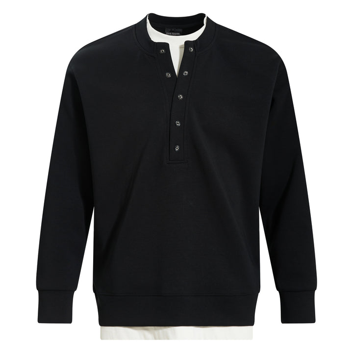 Henry collar undershirt fake two hoodies men