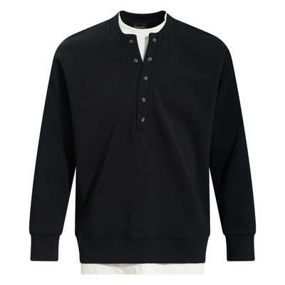 Henry collar undershirt fake two hoodies men
