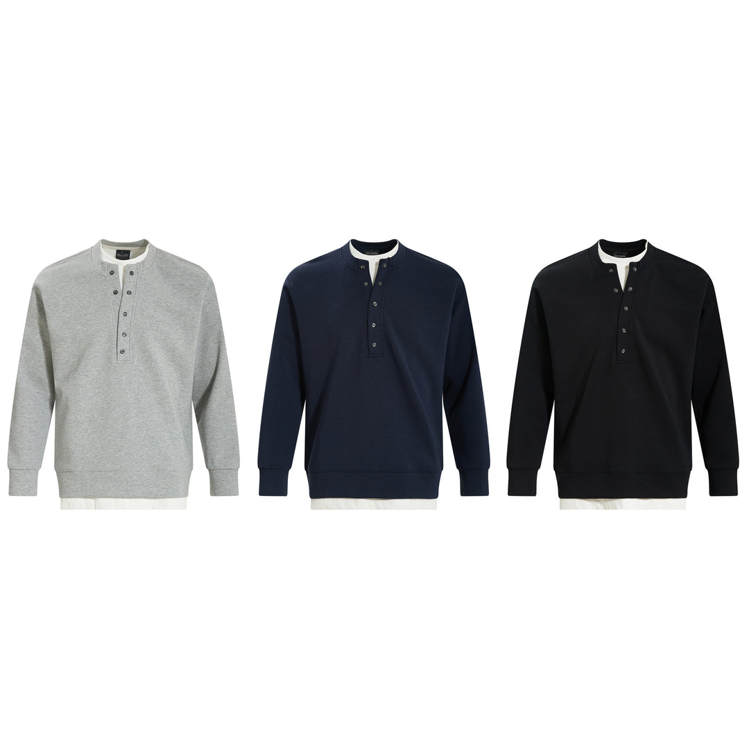 Henry collar undershirt fake two hoodies men