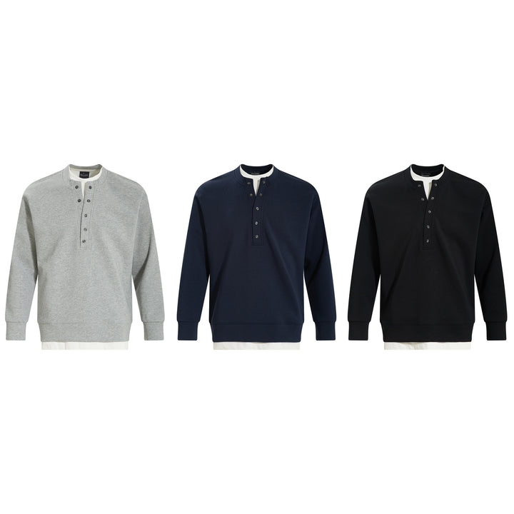 Henry collar undershirt fake two hoodies men
